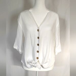 Guess button-up tie-front blouse